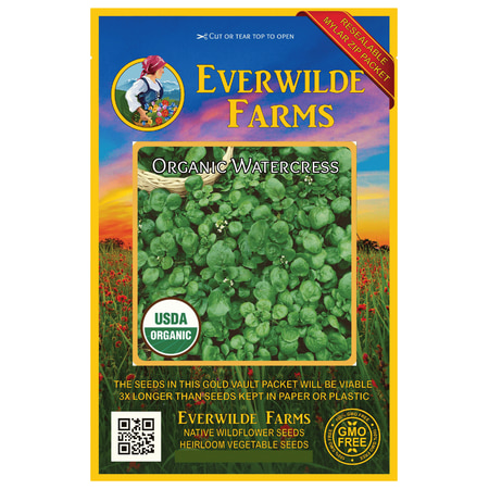 Everwilde Farms - 200 Organic Watercress Herb Seeds - Gold Vault Jumbo Bulk Seed