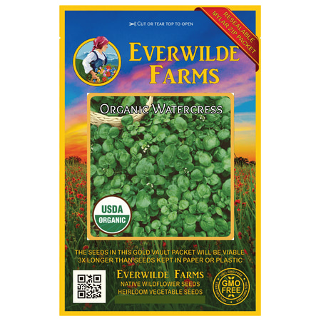 Heritage Farms Metal Seed - Everwilde Farms - 200 Organic Watercress Herb Seeds - Gold Vault Jumbo Bulk Seed Packet