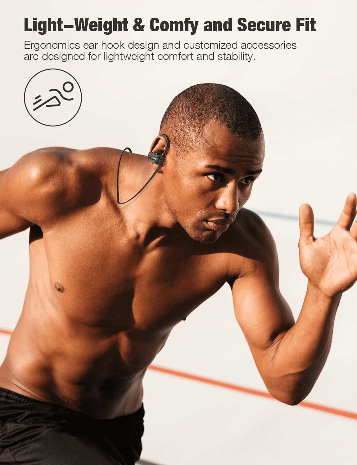 AUME U18 IPX7 Waterproof In-Ear Wireless Sports Headphones with Mic – Ideal for Gym, Running, Cycling & Workouts