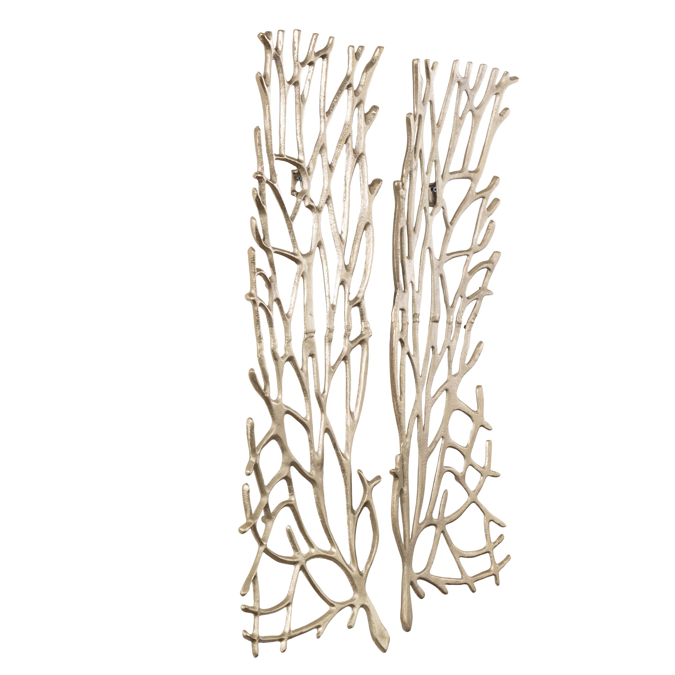 DecMode Gold Aluminum Metal Inspired Coral Wall Decor (2 Count)