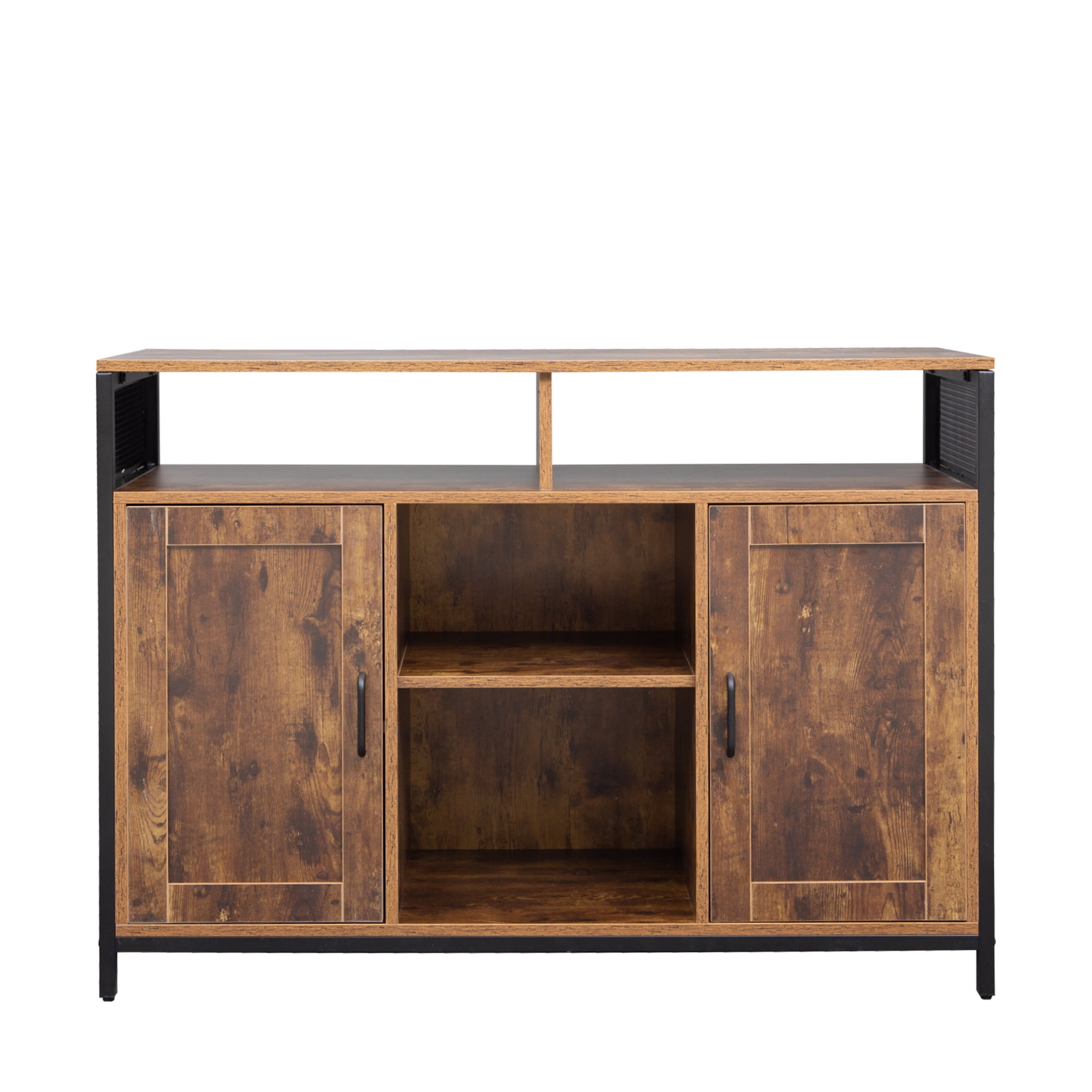 Kadyn 43.7" Sideboard Buffet Cabinet, Kitchen Storage Cabinet with Open Shelves and Doors for Dining Room, Rustic Brown TV Stand Kadyn 43.7" Sideboard Buffet Cabinet, Kitchen Storage Cabinet with Open Shelves and Doors for Dining Room, Rustic Brown TV Stand