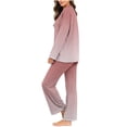 thumbnail image 6 of Ashirexll Pajamas for Women Set Solid Color V-Neck Long Sleeve Pajama Top with Matching Long Pants Loungewear Set, 6 of 7