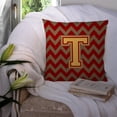 thumbnail image 3 of Carolines Treasures CJ1048-TPW1414 Letter T Chevron Garnet & Gold Fabric Decorative Pillow, 3 of 4