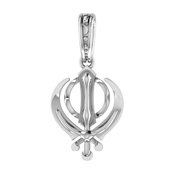 Sterling Silver (92.5% purity) Baba Guru Nanak/Sikh Khanda Symbol (30MM) Pendant for Men and Women Pure Silver spiritual Punjabi Sikh Sardar Locket f INCLUDING Silver Chain