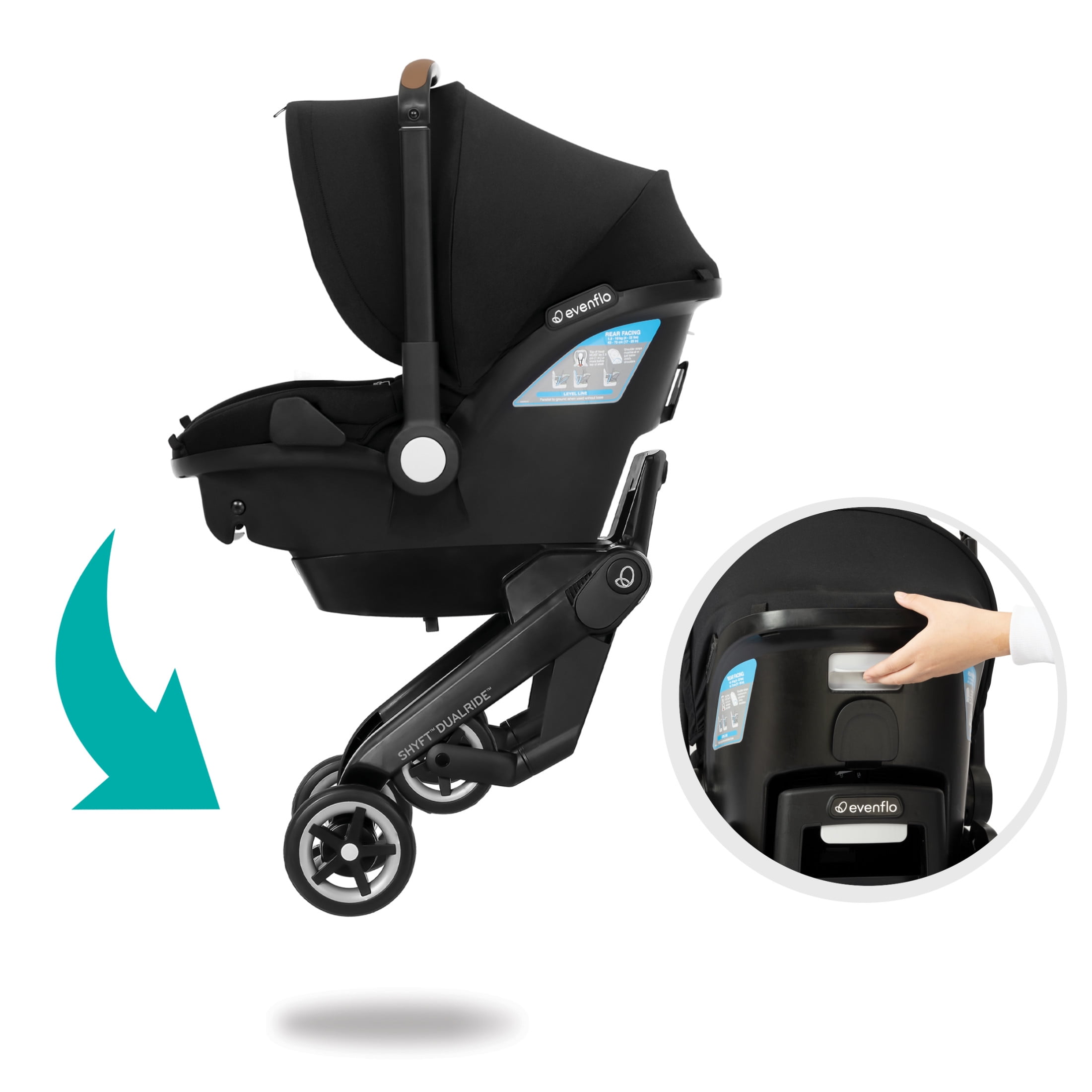 Shyft DualRide with Carryall Storage Infant Car Seat and Stroller Combo (Durham Green)