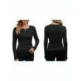 thumbnail image 2 of Womens Ribbed Long Sleeve Crewneck Casual Slim Basic Shirts Fitted Knit Tops Black XL, 2 of 6