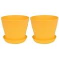 thumbnail image 2 of Frogued 2Pcs Flower Pot with Saucer Large Mouth PP Drainage Holes Plant Container for Balcony(Yellow,S), 2 of 13