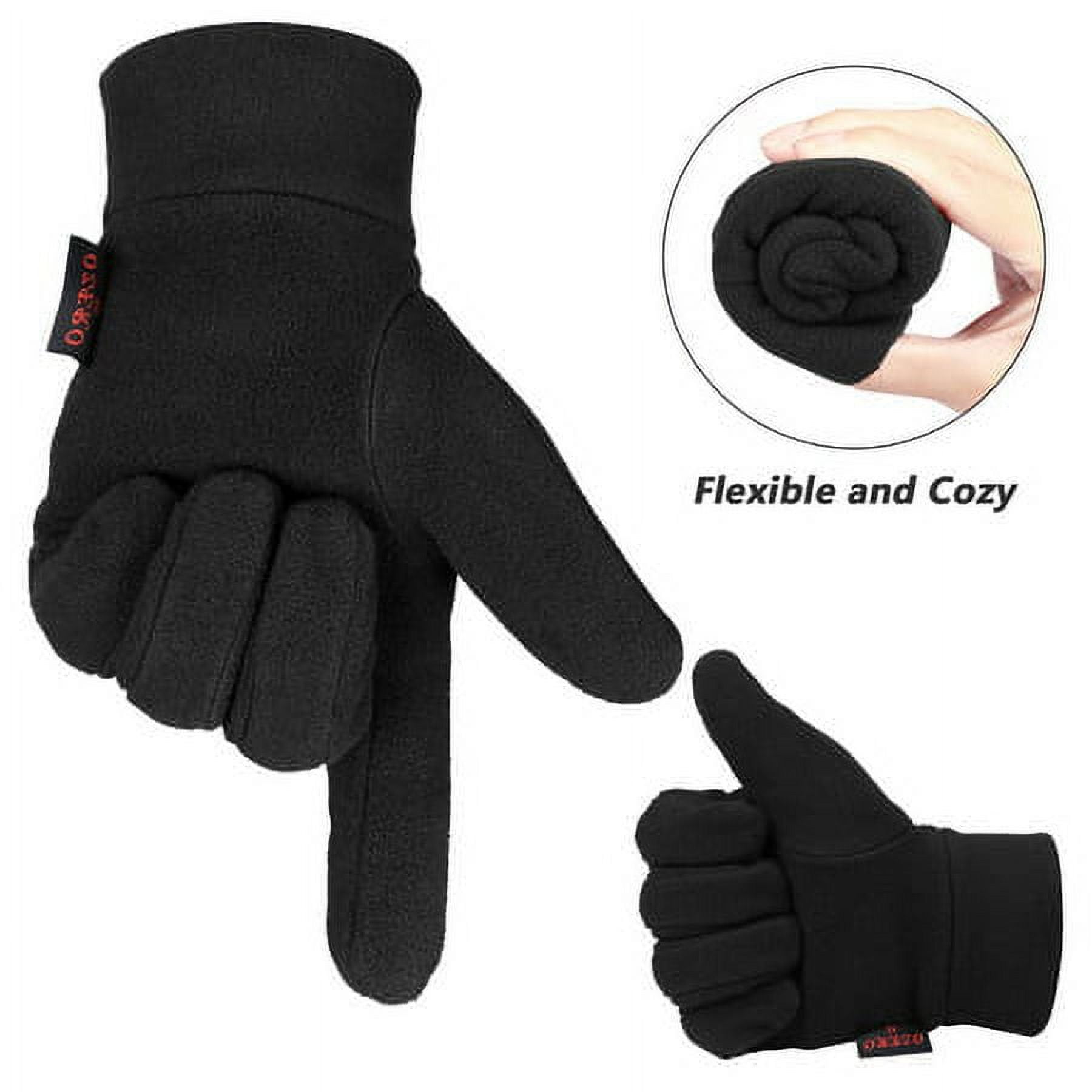 Mens & Elastic Winter Fleece Cuff OZERO Snow Black Gloves Womens Gloves Polar with