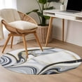 thumbnail image 5 of 3ft Round Rug, White Grey Marble Non-Skid Rubber Backing Large Area Rugs - Living Room Bedroom Home Office, Modern Abstract Art Ink Painting Indoor Floor Mat Carpets Washable Rug, 5 of 9