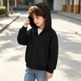 thumbnail image 5 of Boys Fashion Hoodie Jackets Casual Loose Fit Long Sleeve Lightweight Kids Zip Up Sweatshirt Black 12 Years, 5 of 9