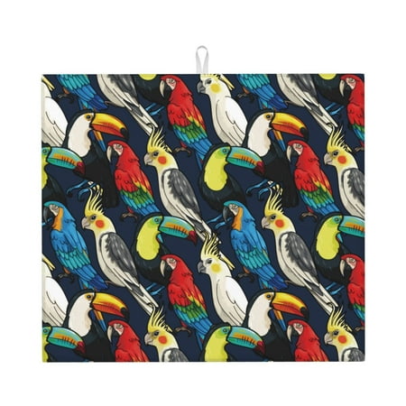 

Naloa Parrot Dish Drying Mat for Kitchen Counter Heat Resistant Drainer Mats Absorbent Draining Mat Dish Rack Pad 16 x18