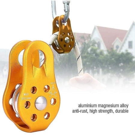 Mountaineering Pulley Climbing Rope Pulley – 20KN Strength, Aluminum Alloy, Yellow, For Arborist & Rescue