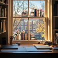 thumbnail image 6 of Static Window Clings Books and Flowers 1 Sheet Reusable Window Decals for Glass 47.24" x 11.8" Removable Double Sided Window Sticker for Room Office Home Decoration, 6 of 8