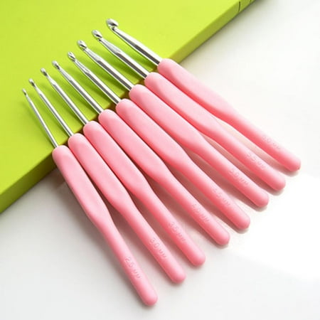 - Holiday Clearance Set of 8 Knitting Crochet Tool Set with Soft Handle Aluminum Hook Colorful