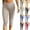 18# Khaki, variant on Womens Gingham Check Capri Leggings Low Rise Slim Fit Yoga Capris Scalloped Waist Casual Cropped Pants with Side Slit Hem Black S