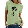 thumbnail image 2 of Womens Graphic T-shirts Short Sleeve Crewneck Palm Tree Print Tee Beach Hawaiian Summer Tops Green L, 2 of 4