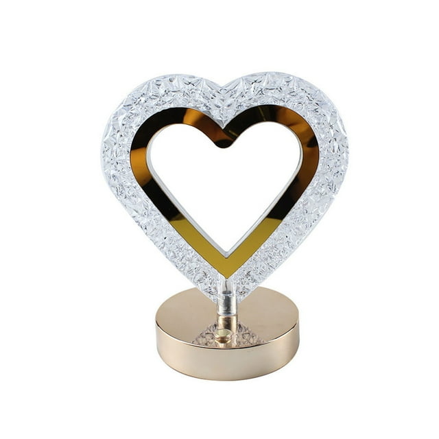 LED Desk Lamp with 3 Color Temperatures and Dimming Function – White ABS Crystal Heart Design Table Lamp for Bedroom Desk Reading