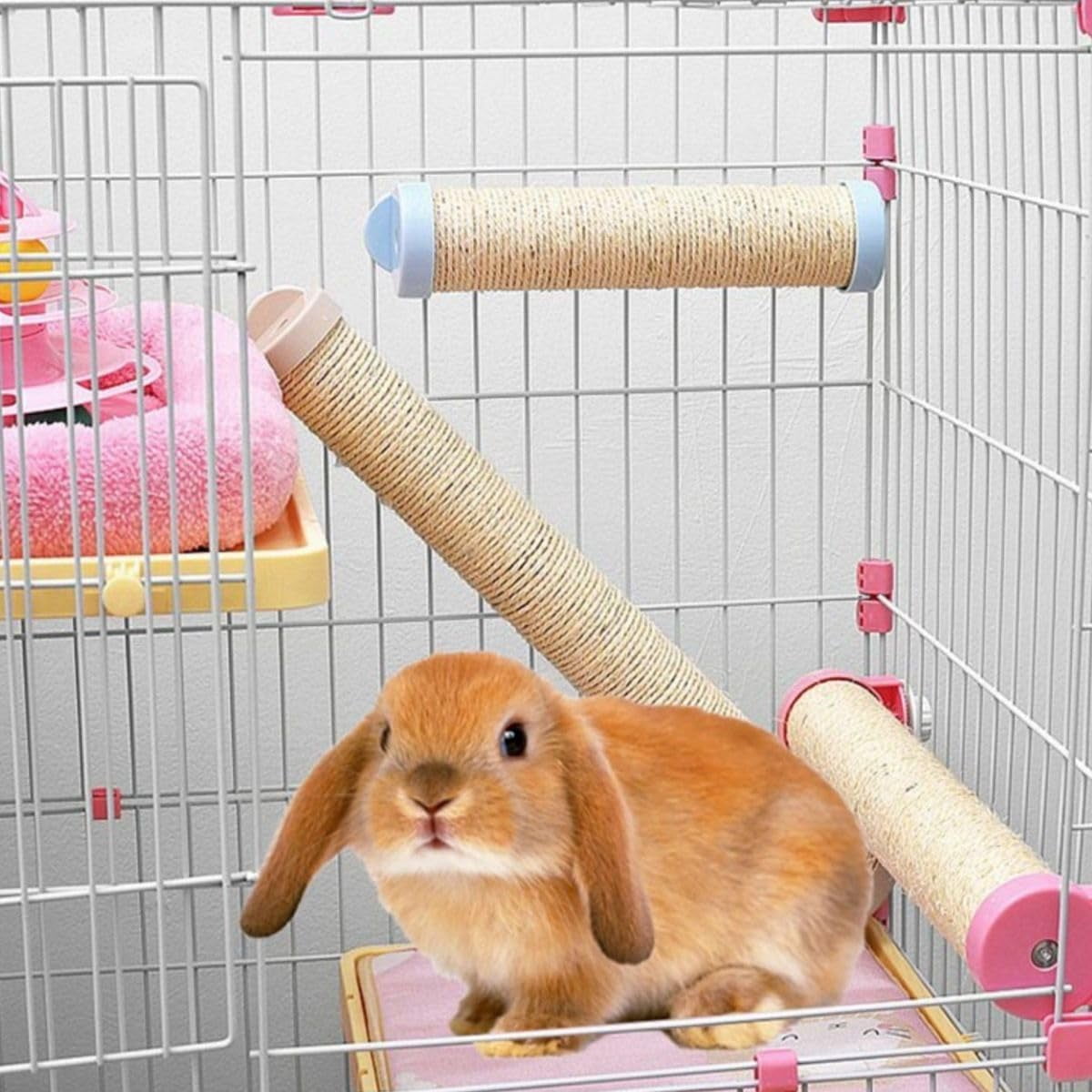 ABPETE Rabbit Scratching Posts Cage,Rabbit Scratching Pole Designed for Cage Bunny Scratcher Sisal (Blue)
