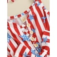 thumbnail image 5 of Toddler Baby Girl 4th of July Outfit Stars Stripes Strap Sleeveless Romper Overalls Shorts American Flag Jumpsuit Bodysuit, 5 of 7
