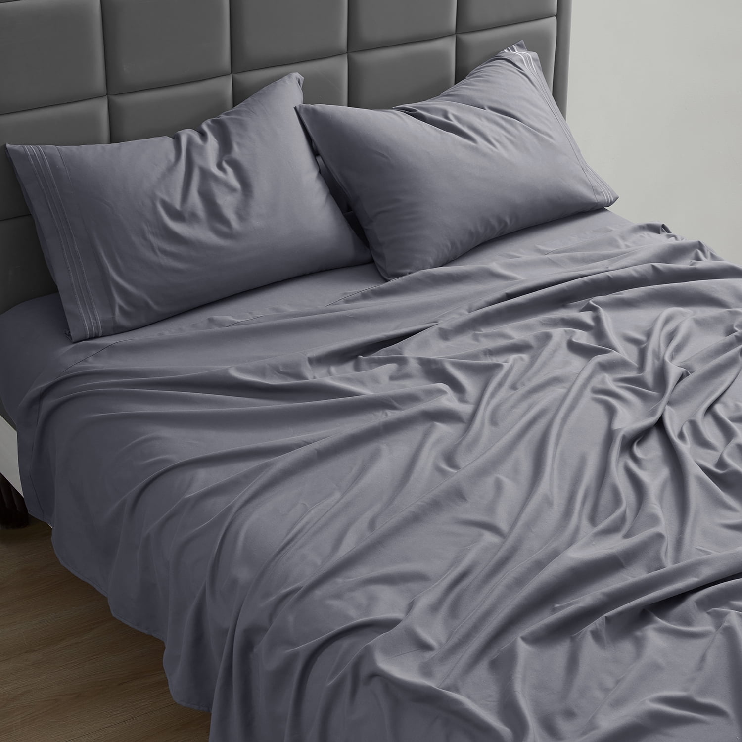 Nestl Deep Pocket King Sheets Set, 1800 Series Bed Sheets King 4 Piece, Luxury Soft Microfiber King Bed Sheet Sets, Charcoal Stone Gray