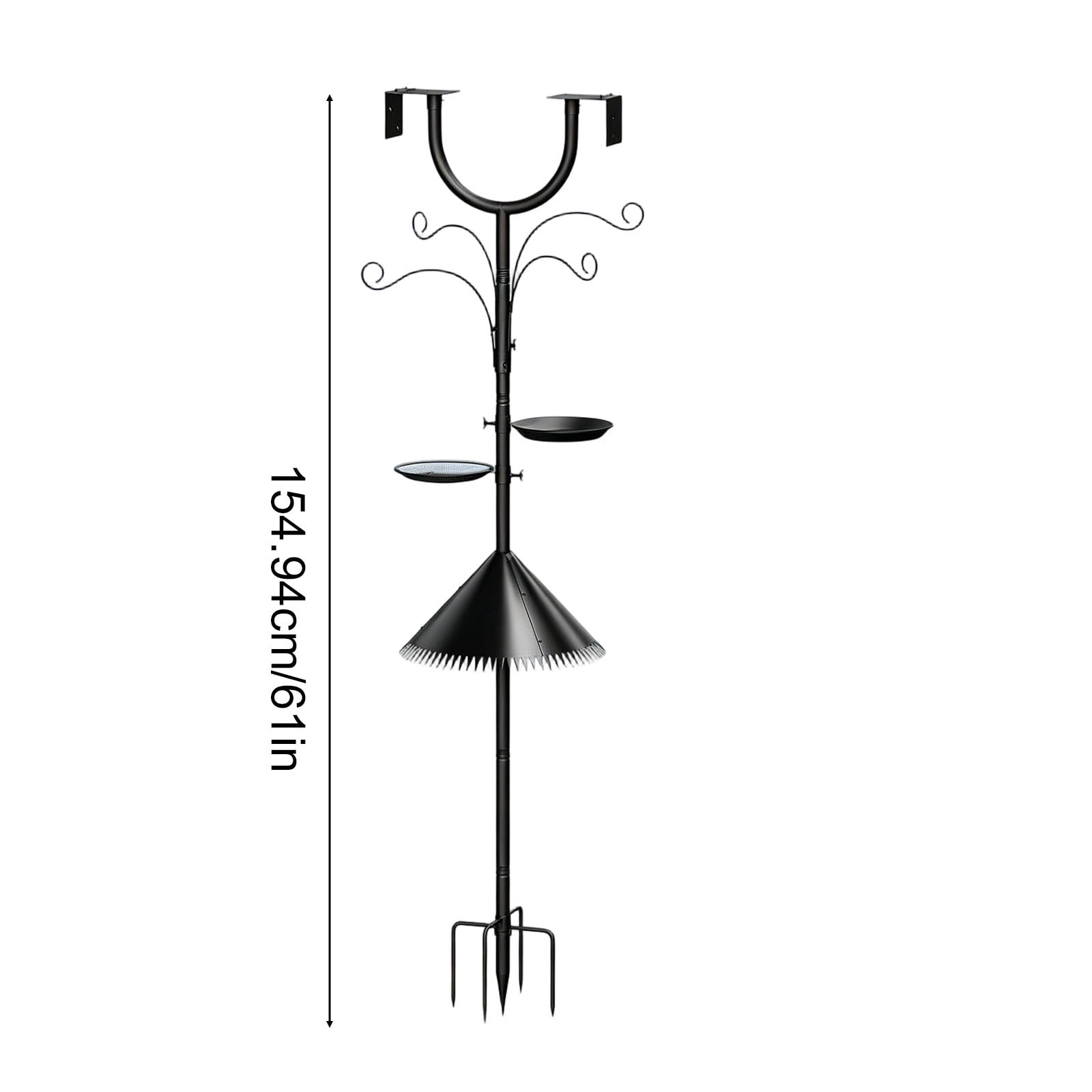 2026 Upgraded Squirrel-Resistant Bird Feeder Stand 61inch, Multi-Hook Metal Pole with 2 Trays for Backyard Birdhouse & Feeders