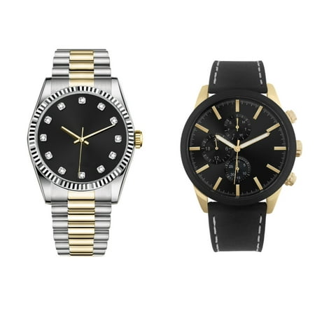 George Dress & Casual Analog Quartz Watch Set - Two-tone Silver with Gold and Black
