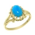 thumbnail image 1 of LBG British Made 14k Yellow Gold Natural Turquoise Womens Anniversary Ring - 33 size options - Size 6, 1 of 6