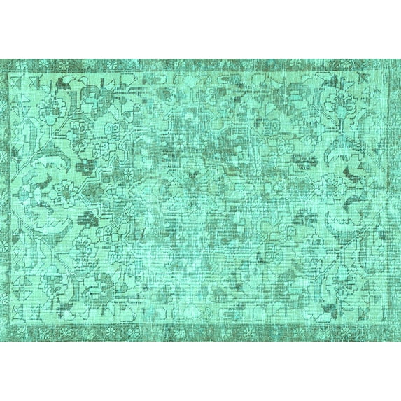 Ahgly Company Machine Washable Indoor Rectangle Persian Turquoise Blue Traditional Area Rugs, 6' x 9'