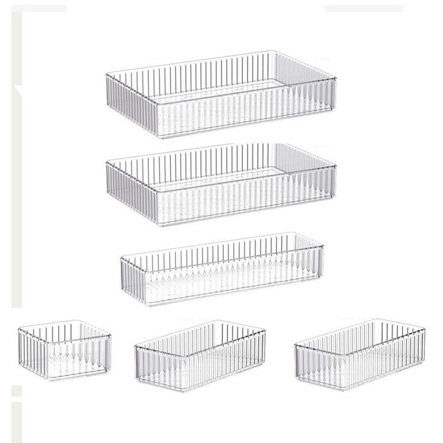 Luzkey Makeup Organizer Bathroom Organizer Acrylic Multipurpose Container Desktop Storage Box Vanity Storage Bin for Dresser Cabinet 6 Pieces