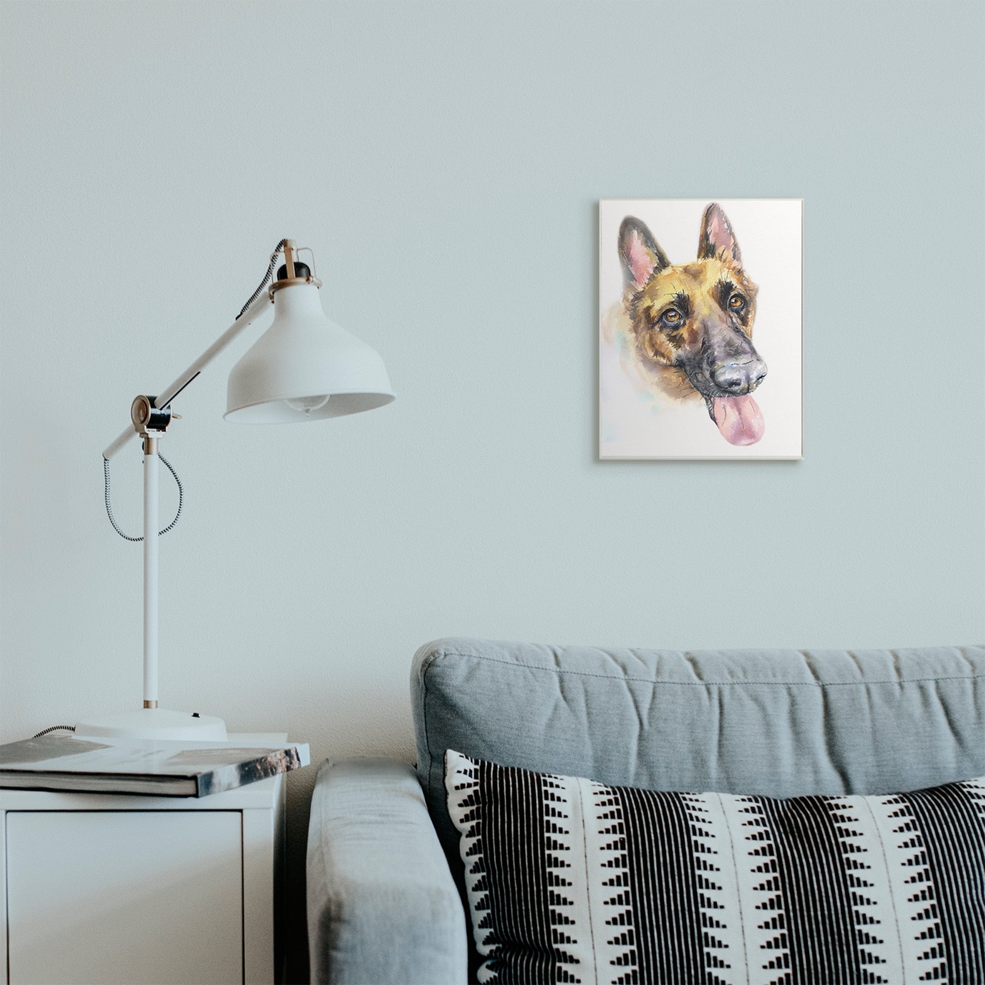 Stupell Industries German Shepard Pet Dog Tongue Out Portrait Wall Plaque, 10 x 15, Design by George Dyachenko