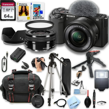 Sony ZV-E10 Mirrorless Camera with 16-50mm Lens + 64GB SD Card and More (International Version)
