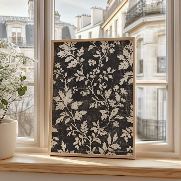 Black Botanical Vintage Poster Pattern Farmhouse Decor Poster able Art Dining Room Wall Print Poster E768, Unframed Poster Size 8x12 F03.1.18l623