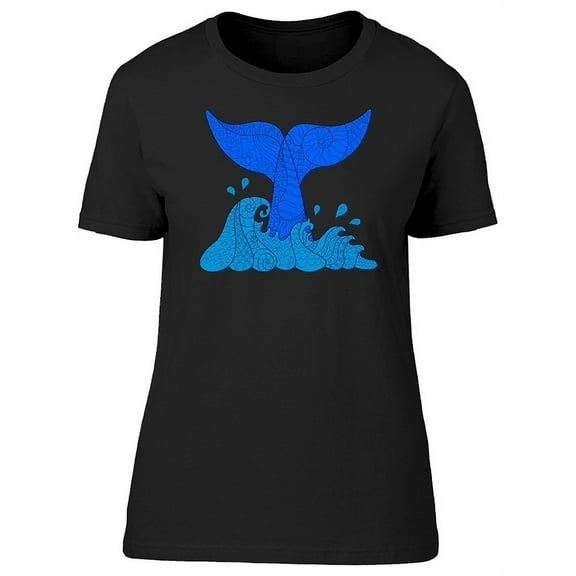 Waves And Whale Tail T-Shirt Women -Image by Shutterstock, Female 3X-Large