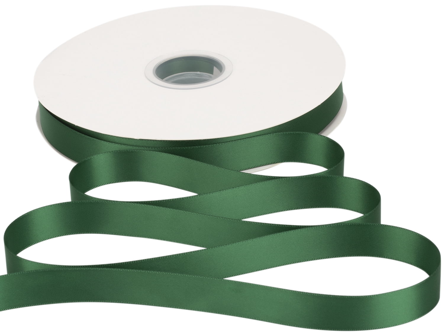 Ribbonitlux Forest Green Satin Ribbon 3/4 inch Double Sided Quality Satin for Weddings, Invitations, Sashes, Crafts, Apparel, Headbands - 100 Yds/roll
