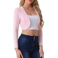 thumbnail image 4 of INSPIRE CHIC Vintage Tweed Shrug for Women's Plaid Open Front Cropped Bolero Cardigan L Pink, 4 of 6