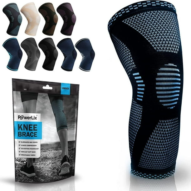 Rodillera de compresión POWERLIX: la mejor rodillera para el dolor de rodilla para hombres y mujeres. Soporte para correr, baloncesto, voleibol, levantamiento de pesas, gimnasio, entrenamiento y depor