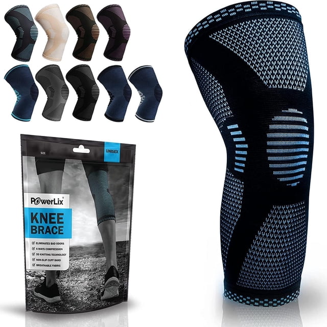 Rodillera de compresión POWERLIX: la mejor rodillera para el dolor de rodilla para hombres y mujeres. Soporte para correr, baloncesto, voleibol, levantamiento de pesas, gimnasio, entrenamiento y depor