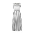 thumbnail image 7 of Sngxgn Women's Summer Bodycon Casual Midi Sleeveless Hollow Out Knit Side Slit Striped Long Tank Dress(White,XXL), 7 of 7