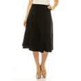 thumbnail image 2 of Women's Plus Size Classic Solid Flared Lightweight Midi A-line Skirt, 2 of 6