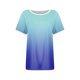 thumbnail image 3 of Blusas para las Mujeres Casual, Rayas Impresas Patchwork Manga Corta Cuello Redondo Top Hecho de 95% Poliéster 5% Spandex para el Verano, Tops Cortos para las Mujeres, 3 of 5