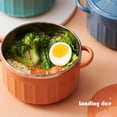 thumbnail image 4 of Tazón de fideos con tapa Tazón de fideos binaural Tazón cubierto para estudiantes de residencias universitarias en casa Tazón grande naranja, 4 of 9