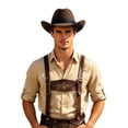 thumbnail image 5 of LIUYUNNN Boys Cowboy Hat Western Cowboy Hat Jazz Hat Unisex Oktoberfest Hat Ethnic Style Hat Wide Brimmed Hat, One Size, 5 of 6
