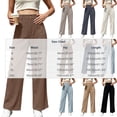 thumbnail image 3 of BRELIL Women's High Waisted Wide Leg Trousers with Pockets Casual Streetwear Long Pants Baggy Loose Fashion Outfits Solid Workout Palazzo, Khaki S, 3 of 6