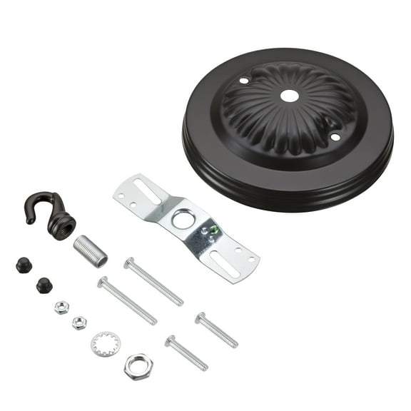 Aspen Creative 21514-11 Traditional Fixture Canopy Kit, 5" Diameter with Hook, 7/16" Center Hole, Oil Rubbed Bronze, 1 Sets/Pack