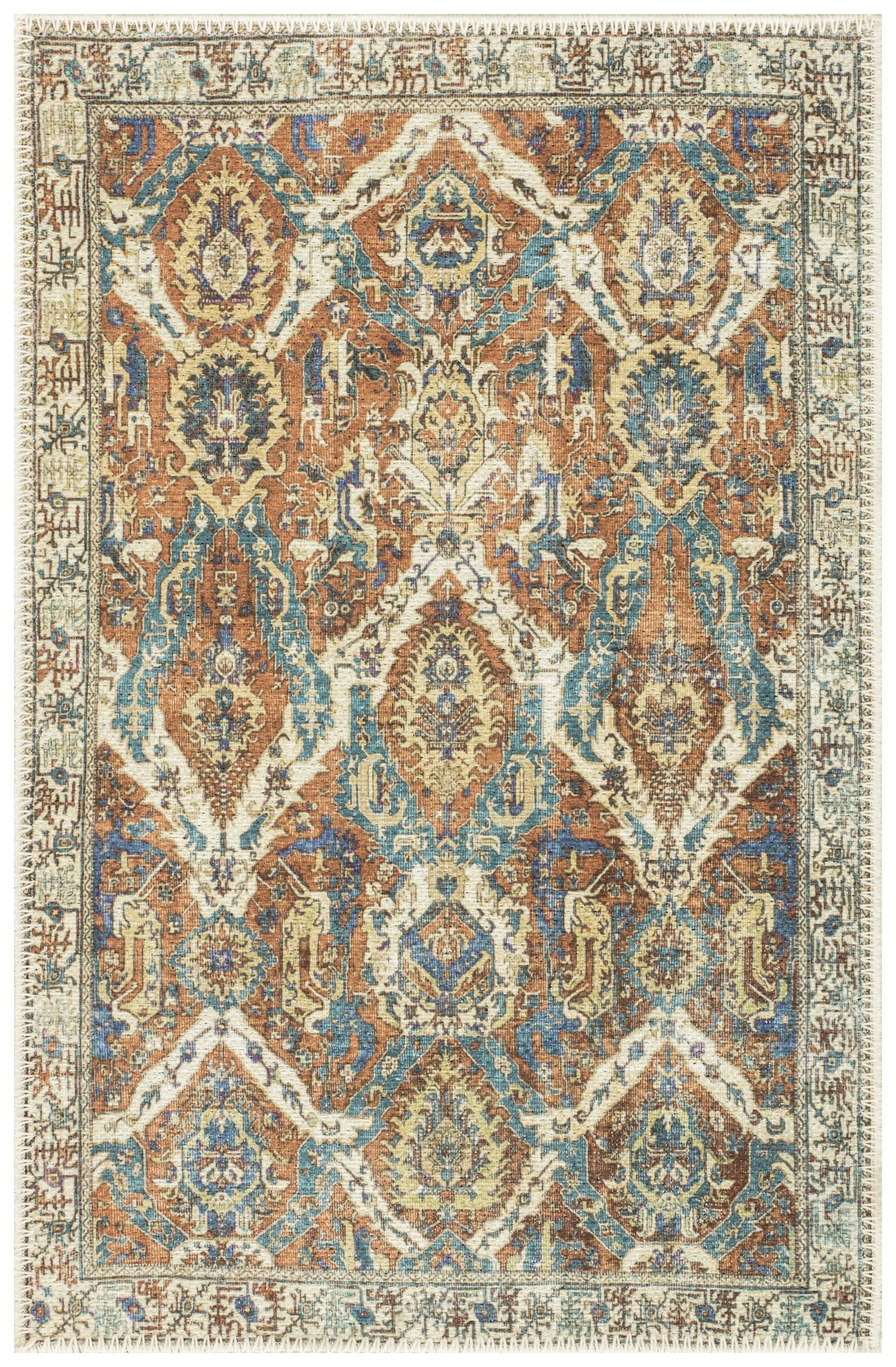 Keen Home Design Machine Washable Area Rugs with Non-slip Backing, Ideal for Hallway, Living Room, Bedroom, Kitchen and Laundry Room, Vintage Moroccan and Low Pile Rug ( 2' x 3' )