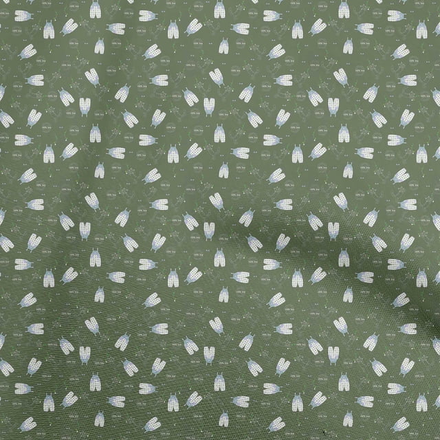 oneOone Rayon Green Fabric Kids Cloth Craft Projects Decor Fabric Printed By The Yard 56 Inch Wide