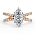 thumbnail image 2 of IGI Certified Lab Grown Diamond Engagement Ring | Center 12x6mm Marquise Cut Criss Cross Solitaire Halo Promise Rings For Women In 18k Solid Rose Gold | F-G, VS-SI Quality (1.85 Ctw) Ring Size7.5, 2 of 7