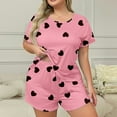 thumbnail image 2 of Taqqpue Womens Plus Size Pajama Sets 2 Piece Pjs Short Sleeve Crew Neck Printed Shirt Tops and Shorts Lounge Set Sleapwear Loungewear XL-5XL, 2 of 3