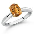 thumbnail image 2 of Gem Stone King 925 Sterling Silver and 10K Yellow Gold Orange Red Madeira Citrine Solitaire Engagement Ring for Women (1.10 Cttw, Oval 8X6MM, Gemstone Birthstone, Available in Size 5, 6, 7, 8, 9), 2 of 4