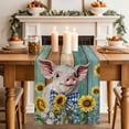 thumbnail image 2 of Table Runner 60 Inches Long for Kitchen Dining, Cute Pig Dresser Scarf Farmhouse, Dining Table Decorations for Wedding/Parties, Yellow Sunflowers Teal Brown Wooden Vintage Art 13 x 60 In, 2 of 8